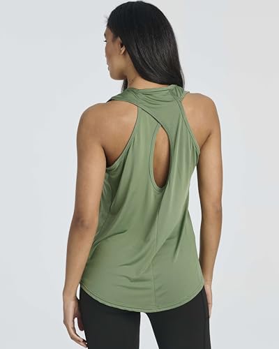 Real Essentials 5 Pack: Women's Crossback Keyhole Open Back Workout Tank Top Dry-Fit Sleeveless Yoga Gym (Available in Plus)3