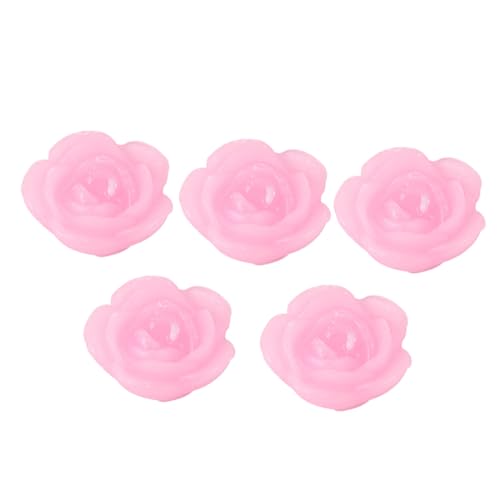 Cabilock 5 Velas Flotantes de Rosas Decorativas de Diseño Elegante, Función Flotante Estable y Tamaño Compacto para Decoración Romántica en Bodas y Fiestas
