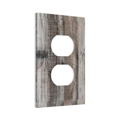 Placa de interruptor de luz de madera gris vintage para salones y dormitorios rústicos 3
