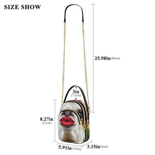 Funny Llama Red Lips Shoulder Handbags for Women Quilted Chain Strap Phone Wallet Handbag Cute Ladies Tote Crossbody Satchel3