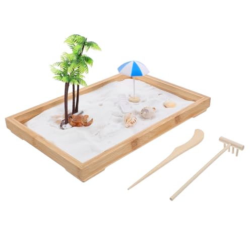 Vaguelly 1Set Creative Ocean Scene Sandbox Play Kit Mini Beach Decor for Desktop Zen Garden for Home Office Includes Animal Figures for Relief and Meditation