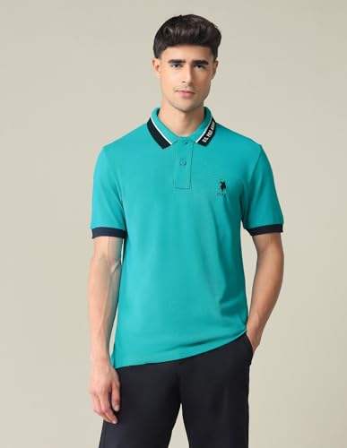 Image of U.S. POLO ASSN. Solid Slim Fit Polo T Shirts for Men - 100% Cotton, Half Sleeves Mens Tshirt