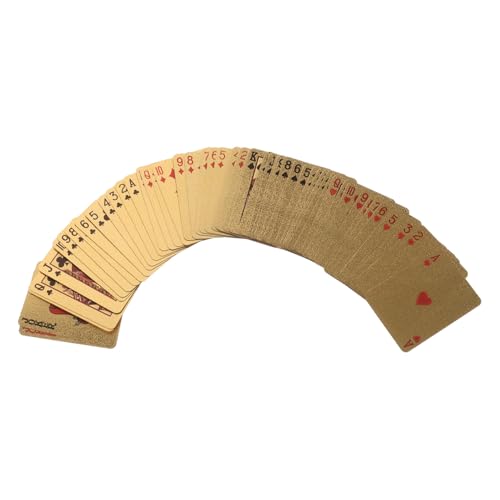 NOLITOY Kleiner Spielkarten Satz Kleine Pokerkarten aus Bruchfestem Material Goldfarbenes Miniatur Kartenspiel für Reise und Puppenhaus Dekoration