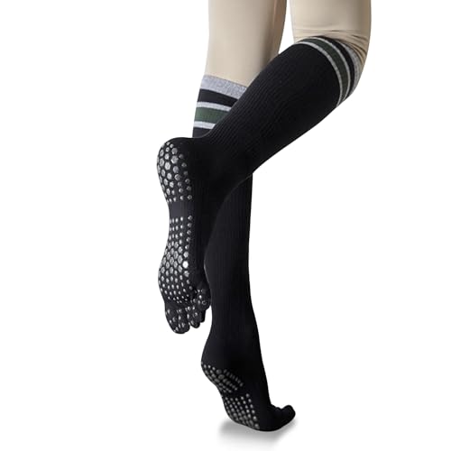 Image of Benefeet Sox Womens Knee High Toe Socks Non Slip Long Toe Socks Unisex Five Finger Socks Knee High Yoga Socks with Grips