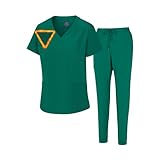 M&M SCRUBS Womens' Cool 4-Way Stretch Jogger Scrub Set (True Hunter Green, Medium)