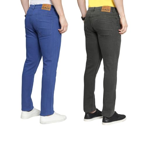 Image of DAIS Men's Stretchable Slim Fit Mid Rise Jeans, Pack of 2, (Combo of 2 Jeans)
