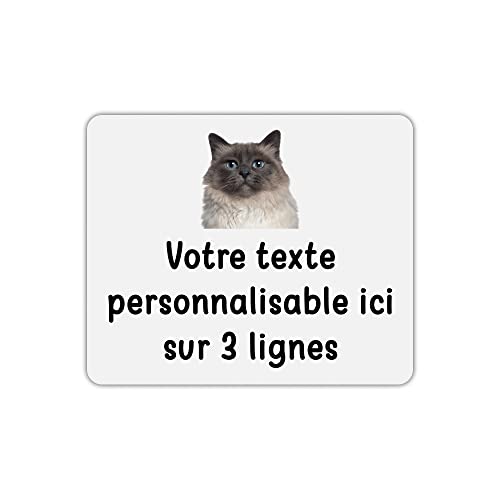 Mygoodprice Tapis de Souris Rectangle Pictogramme Sacré de Birmanie avec Texte Personnalisable