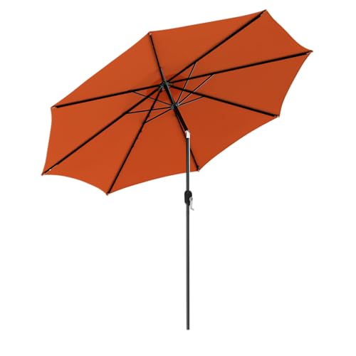 COSTWAY 3M Garden Parasol, Waterproof Patio Umbrella with Tilt & Crank Handle, 8 Ribs UV Protective Outdoor Table Sun Shade Canopy for Market Yard Pool (Orange)