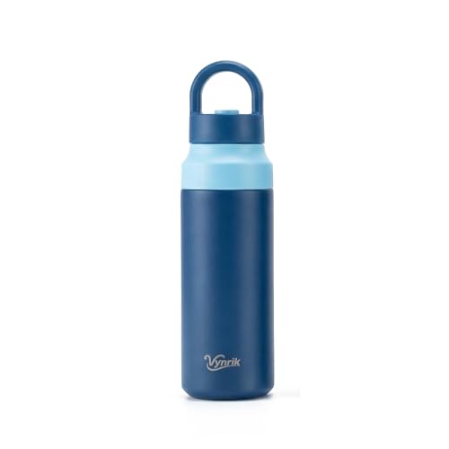 Vynrik Blue Stainless Steel Water Bottle Insulated 20 oz Tumbler with Handle,Leak Proof Travel Bottles,Water Cup with Lids