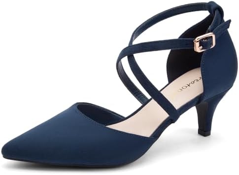 Greatonu Mujer Zapatos de Tacón Kitten Heel Tiras Cruzadas Puntia...