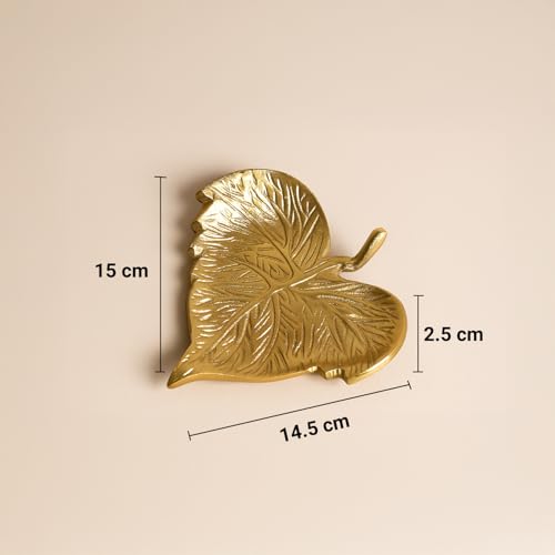 Image of MARKET 99 Golden Aluminium Embossed Platter | Glossy Decorative Serving Tray for Festive Decor, Dining Table Styling, Home Decoration & Gifting | Elegant Designer Centre Display Dish