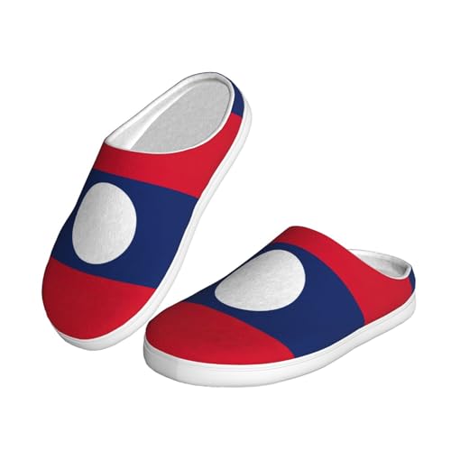 Cozy Flag of Laos print Slippers Indoor and Outdoor Fuzzy House Shoes Anti-Skid Sole Gifts for Women Indoor Scuff2