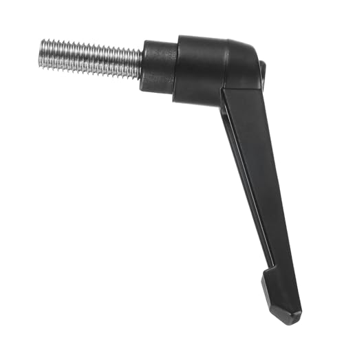 Image of uxcell Adjustable Clamping Lever Handle M10 x 30mm Metric 304 Stainless Steel Male Threaded Stud Hand Knobs Push Button Ratchet Rotating Screw Handles Bolts with Locking Lever Black