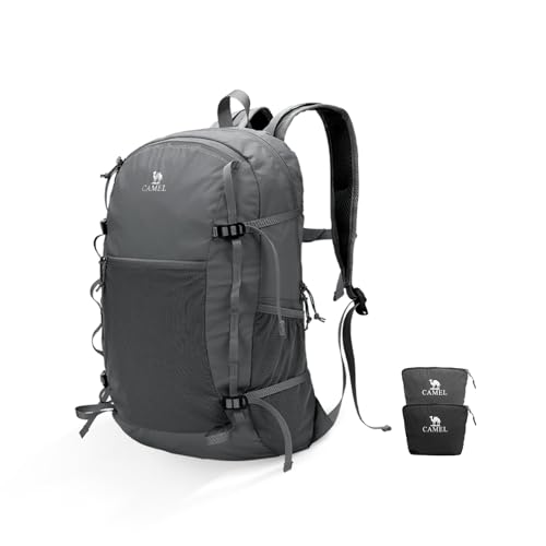 CAMEL CROWN Mochila dobrável para caminhada, leve, impermeável, pequena, embalável, masculina e feminina, 20L