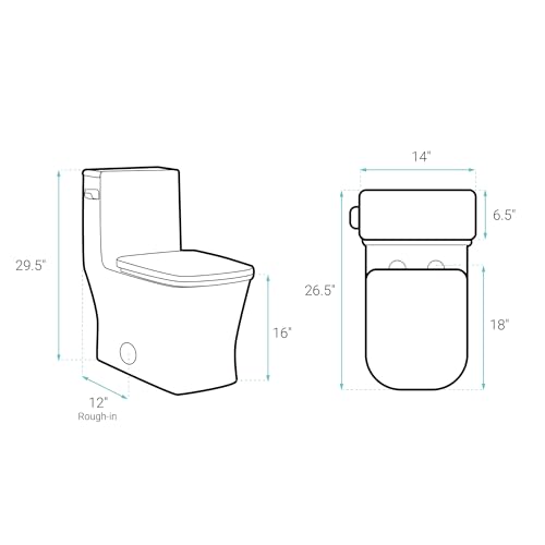 Image of Concorde One-Piece 12 inch Rough-in 1.28 GPF Left-Hand Flush Square Toilet in Glossy White with Black Hardware