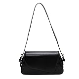 [Lakeruta] ハンドバッグ ショルダー バッグ アシンメトリー ミニ エレガント マグネット バックル ファスナー レディース PUレザー (ブラック)