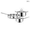 3pcs/set Stainless Steel Cookware Set Milk Pot Kit Induction Cooker Cooking Pan for Home Flat Bottom Frying Pan Soup Kitchen (A) #5