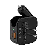 TRON Wall & Car Charger Travel Charging Station, 36W Dual USB-C & USB-A Fast Charger, Foldable for iPhone, iPad, Samsung Galaxy S22/S21, AirPods – TR17