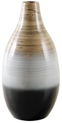 AUBRY GASPARD - Vase en Bambou Laqué - Effet Tie and Dye - Ø 20 cm - Hauteur 40 cm - Élégant et Naturel - Parfait pour Sublimer Votre Décoration...
