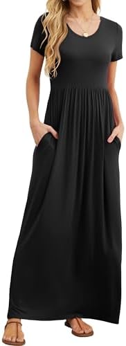 GRECERELLE Women Summer Casual Maxi Long Dress Short Sleeve Crew ...