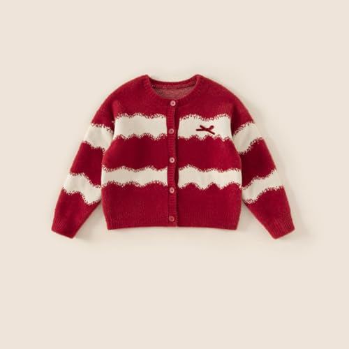 Girls Red Sweater Autumn and Winter Girls Coat Bow Cardigan2