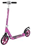 New Bounce Kick Scooter for Teens - Big Wheel Scooter for Ages 10 and Up - The Ultimate Sport Scooter for Kids and Adults - Foldable Scooter with Adjustable Handlebars - Holds Up to 200Lbs. (Pink)