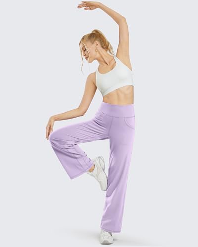 Image of Promover Wide Leg Pants Woman Yoga Pants with Pockets Stretch Loose Casual Lounge Sweatpants Petite /Regular /Tall