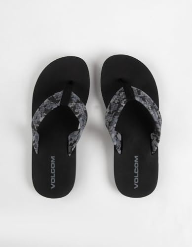 Image of Volcom Men's Daycation Flip Flop Sandal - Soft Brushed Recliner Comfort Foam Footbed, Black /Black, 8