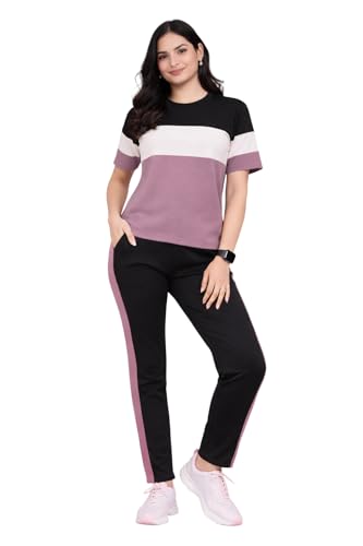 Image of Women's Co-Ord Set | Half Sleeve Round Neck T-Shirt with Matching Track Pants | Stylish Casual Lounge Wear, Travel Wear, Gym Wear & Daily Wear Outfit for Women