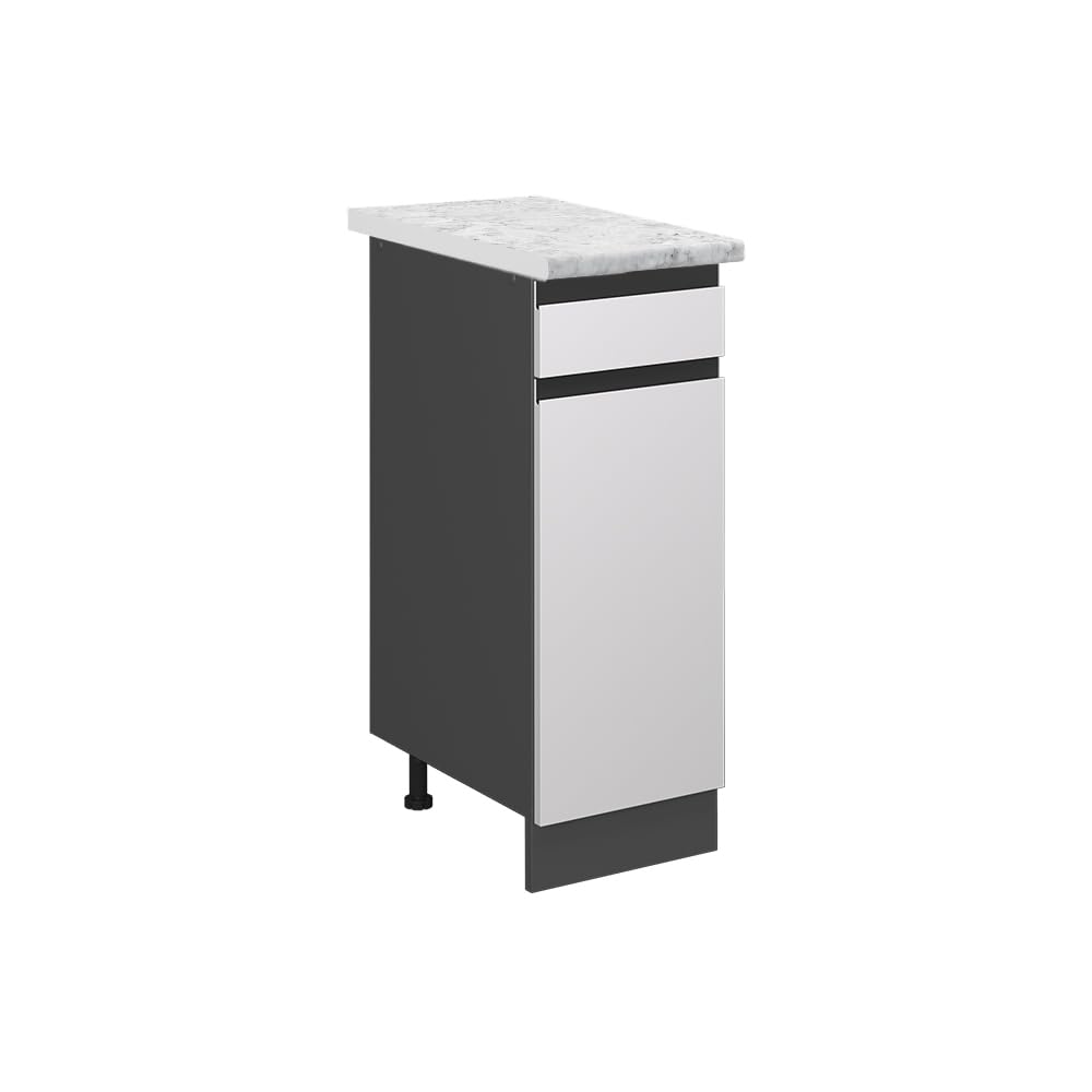 Vicco Kitchen base cabinet Raul, White, 30 cm J-Shape WT Marble, for flexible combination within modular kitchen systems — image 1