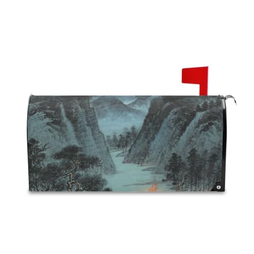 Yoogain Stile cinese Montagna Blu Nero Decorativo Della Cassetta Delle Poste Coperture per Pasqua Carino Patricks Day Mailbox Covers Formato Standard Caja de correos