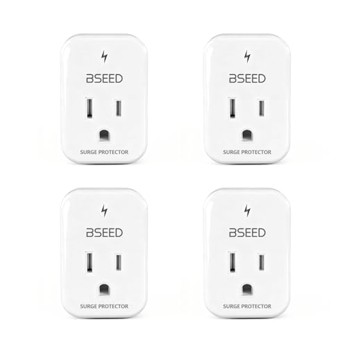 BSEED 1620 Joules Single Outlet Surge Protector 1800W Mini Surge Protector for Refrigerator PC TV Xbox PS5 Home Appliances Voltage Protector with LED Indicator 120V 4 Pack