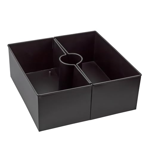 AuldHome Design Umbrella Planter for Patio Table (Black Square), w/Umbrella Hole, Enamelware Rectangular Planter Pots