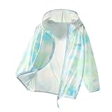 Girls Rash Guard Long Sleeve Athletic Shirts for Girls UPF 50+ Sun Protection Hoodie Jackets Quick Dry Lightweight Cooling SPF UV Shirts Going Out Clothes 01# Light Blue 10 Years