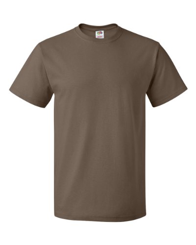Fruit of the Loom - Camiseta Básica de Manga Corta Modelo Valueweight - Hombres (L/Chocolate)