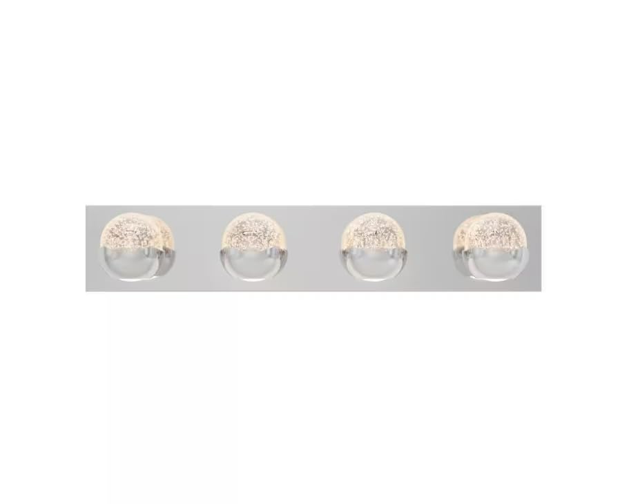 Arti-ka Oracle Modern LED Vanity Light, 27 inch, 4-Light Chrome Bar, Bubble Glass, 5 CCT