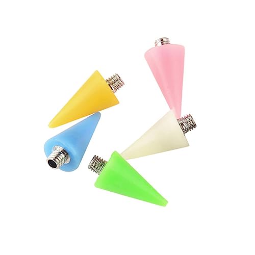 FOYTOKI 1Set Acrylic Pen Tips for Nail Art Manicure Pen Replacement Tips Mixed Colors White Yellow Blue Green Pink DIY Nail Art Tools for Home and Salon Use