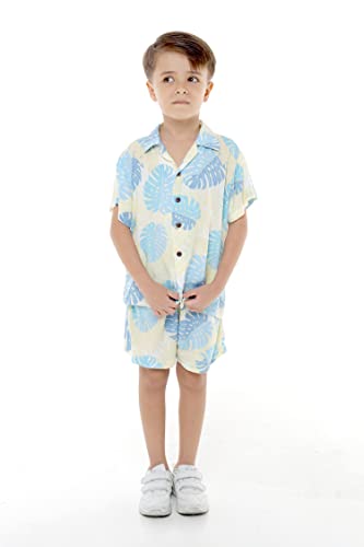 Image of Boys' Aloha Shirt Cabana Set in Signature Prints | Button Front Shirt; Soft Rayon Fabric; Signature Tropical Prints; Lightweight Comfort; Vacation Ready