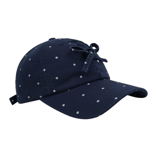 Casquette de baseball ronde à pois en coton avec nœud réglable pour femmes