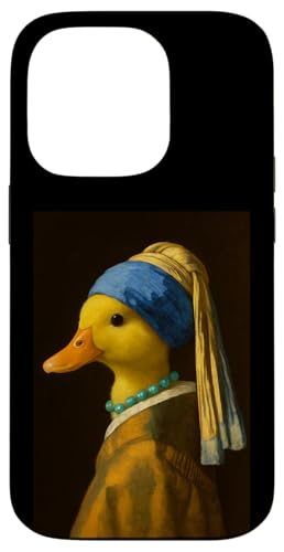 イエローダックガール パールイヤリング 絵画 アート 男の子 女の子 キッズ スマホケース iPhone 14 Pro 用