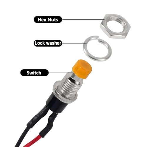 Gebildet 12pcs 7mm 3V-6V-12V-24V-230V/1A Prewired Mini Momentary Push Button,SPST Nomal Open ON/Off 2 Pin Round Button for Model Railway Hobby