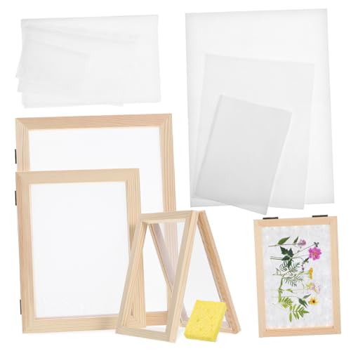 Cadre de fabrication de papier en bois Hemobllo avec 3 tailles d'écrans pour DIY