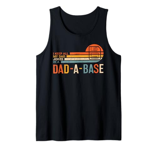Herren Lustiger Papa-Witz, Retro-Dad-A-Base, Diskette, Wortspiel, Tech Humor Tank Top