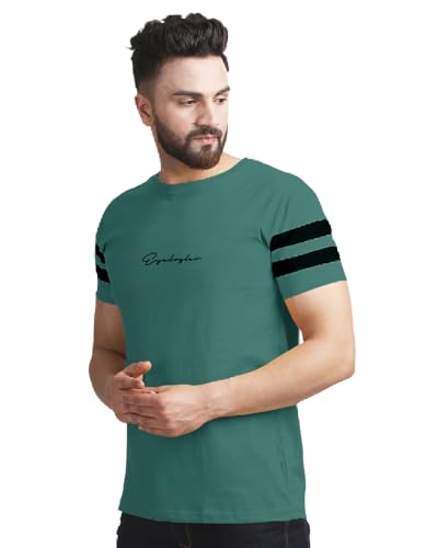 Image of Noble Monk Men Regular Fit T-Shirt | Round Neck | Half Sleeve | Self Design | Casual T Shirt for Men