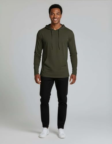 Real Essentials 3 Pack: Men's Cotton Lightweight Casual Pullover Drawstring Hoodie With Pocket (Available In Big & Tall)