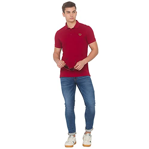 Image of Spykar Men's Embellished Slim Fit Polo T-Shirt