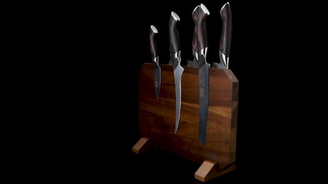HOSHANHO Magnetic Knife Block, Thickened Acacia Wood Kitchen Knife Holder Stand with Strong Magnets, Multifunctional Double Side Knife Storage Organizer for Kitchen Counter