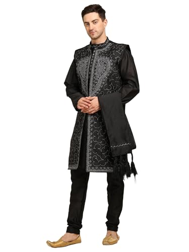 Pyjama en soie Kurta homme pour mariage ensemble 4 pièces avec dupatta