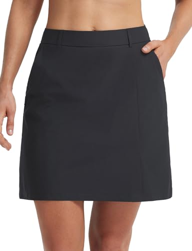 Baleaf 18' Golf Skorts Skirts For Women With 3 Pockets Upf 50+ Zipper Quick Dry Casual Work Skort Travel Black M
