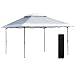 Produktbild Outsunny Faltpavillon Pop-Up-Zelt Gartenpavillon Rollentasche Oxford-Gewebe 3,5 x 3,5 m Hellgrau+Weiß